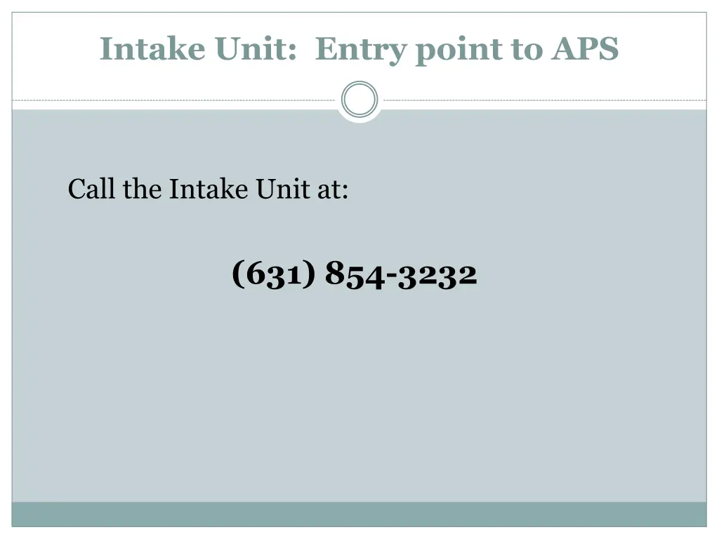 intake unit entry point to aps