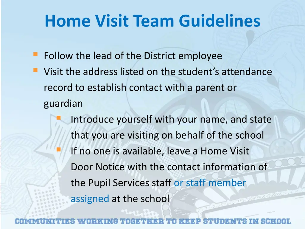 home visit team guidelines