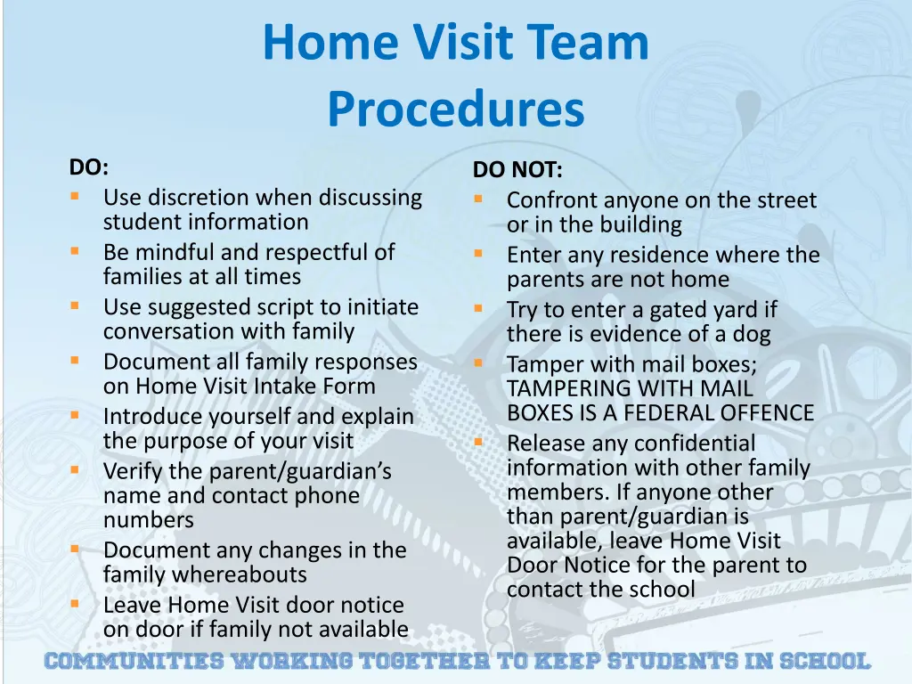 home visit team procedures