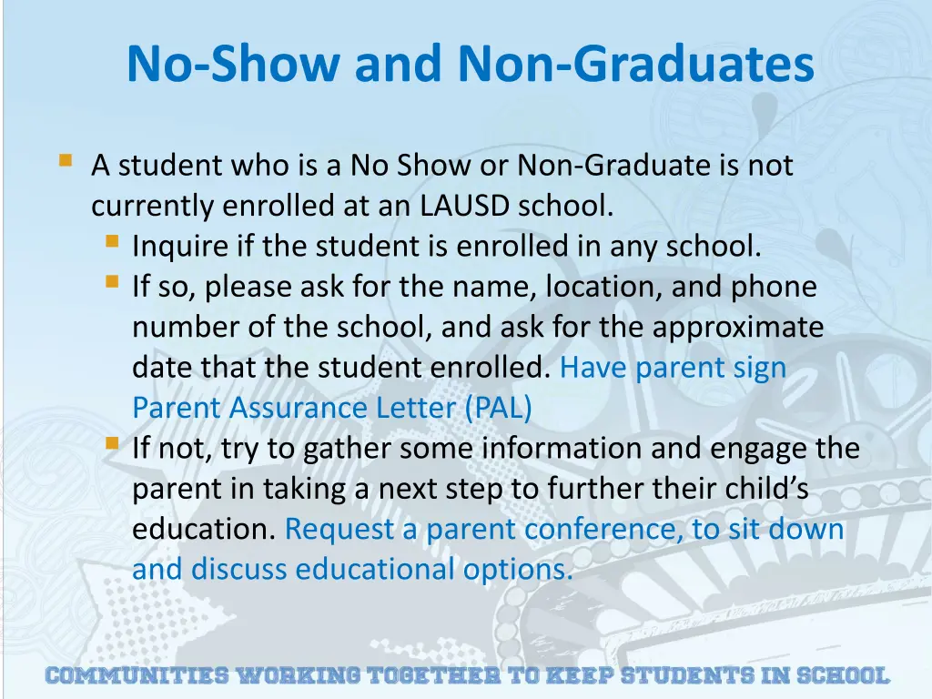 no show and non graduates