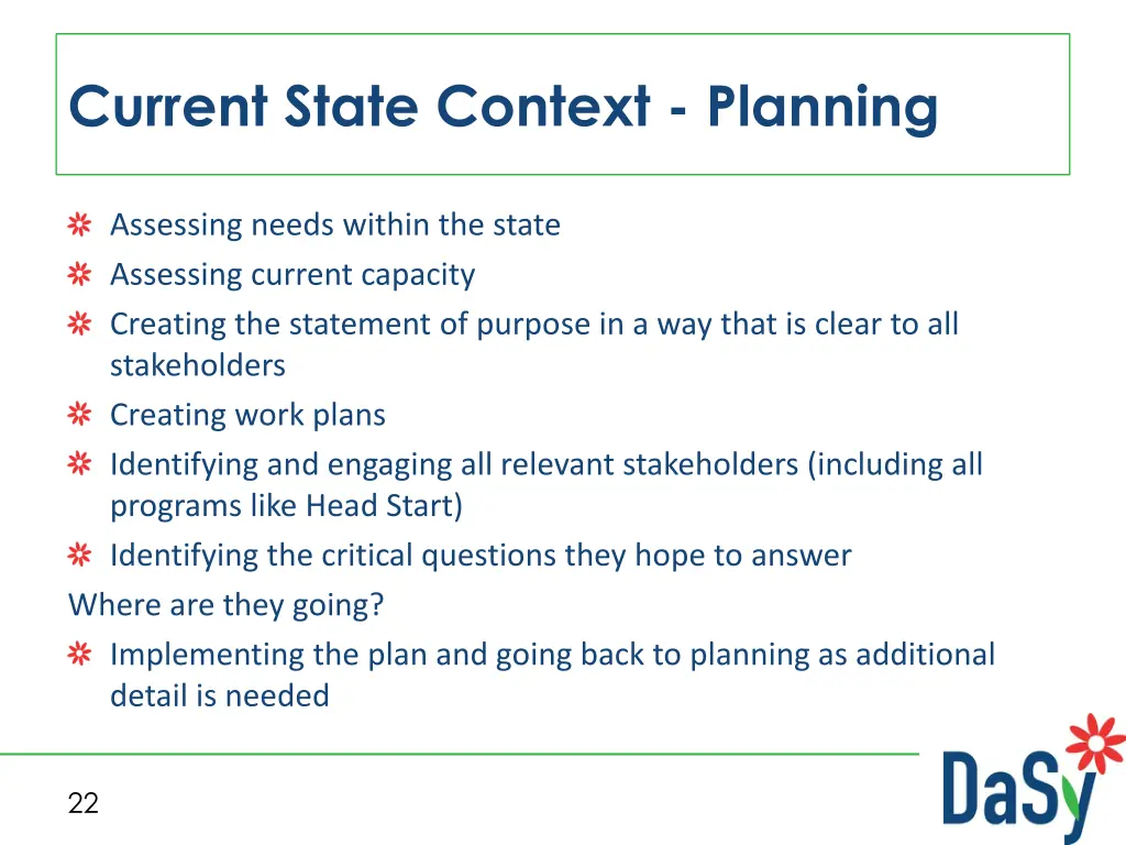 current state context planning