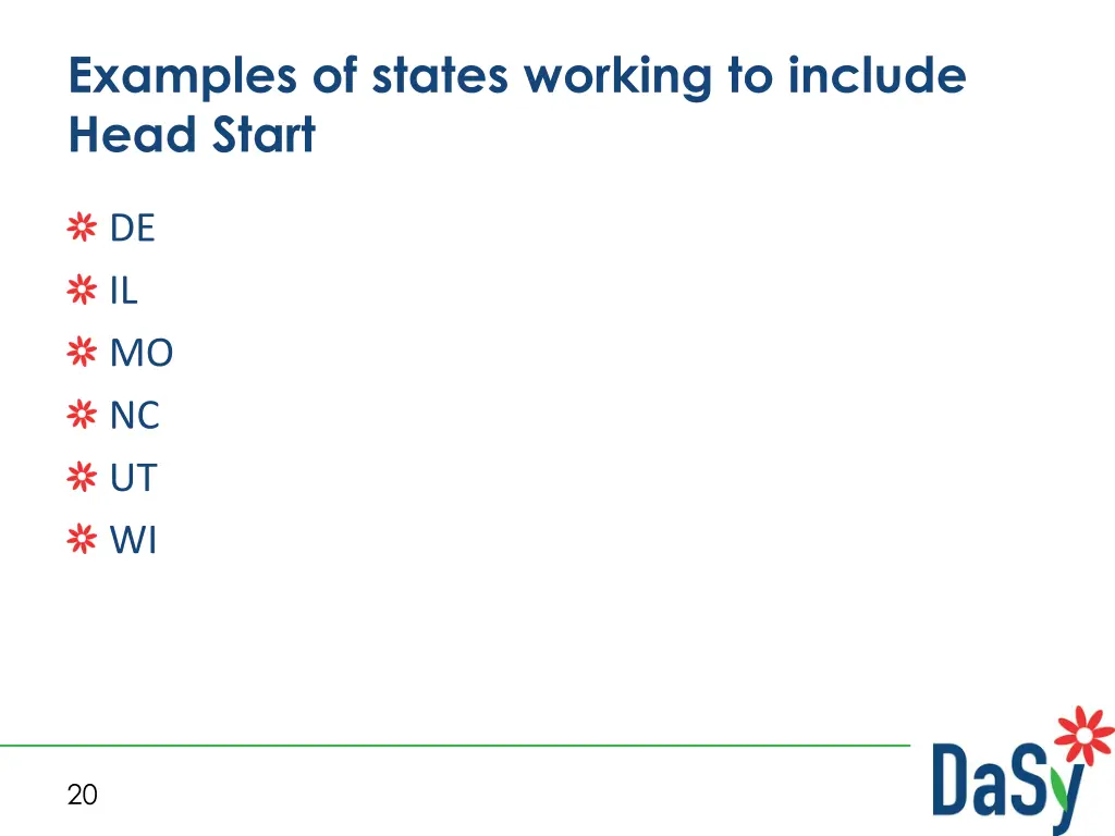 examples of states working to include head start