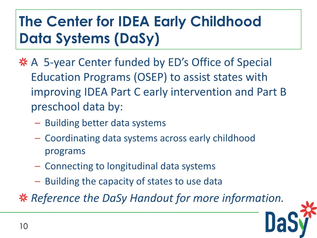 the center for idea early childhood data systems 2