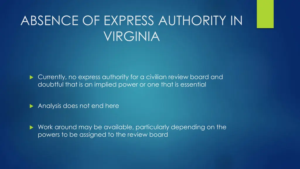 absence of express authority in virginia