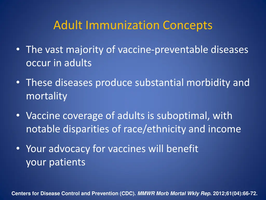 adult immunization concepts