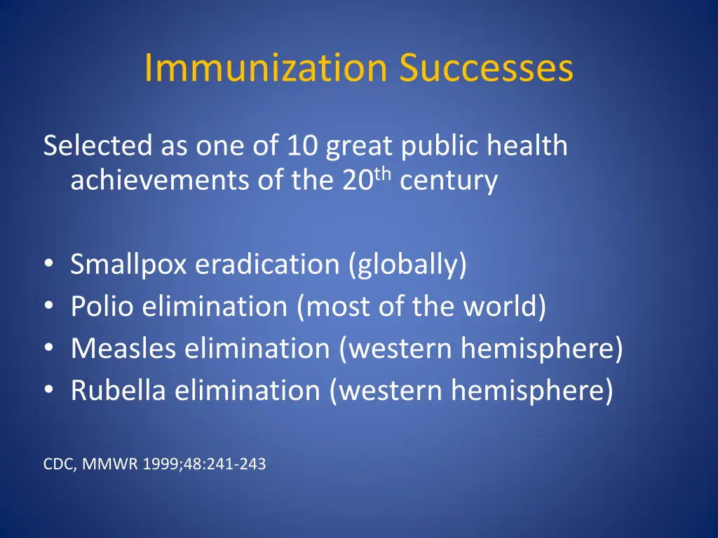 immunization successes