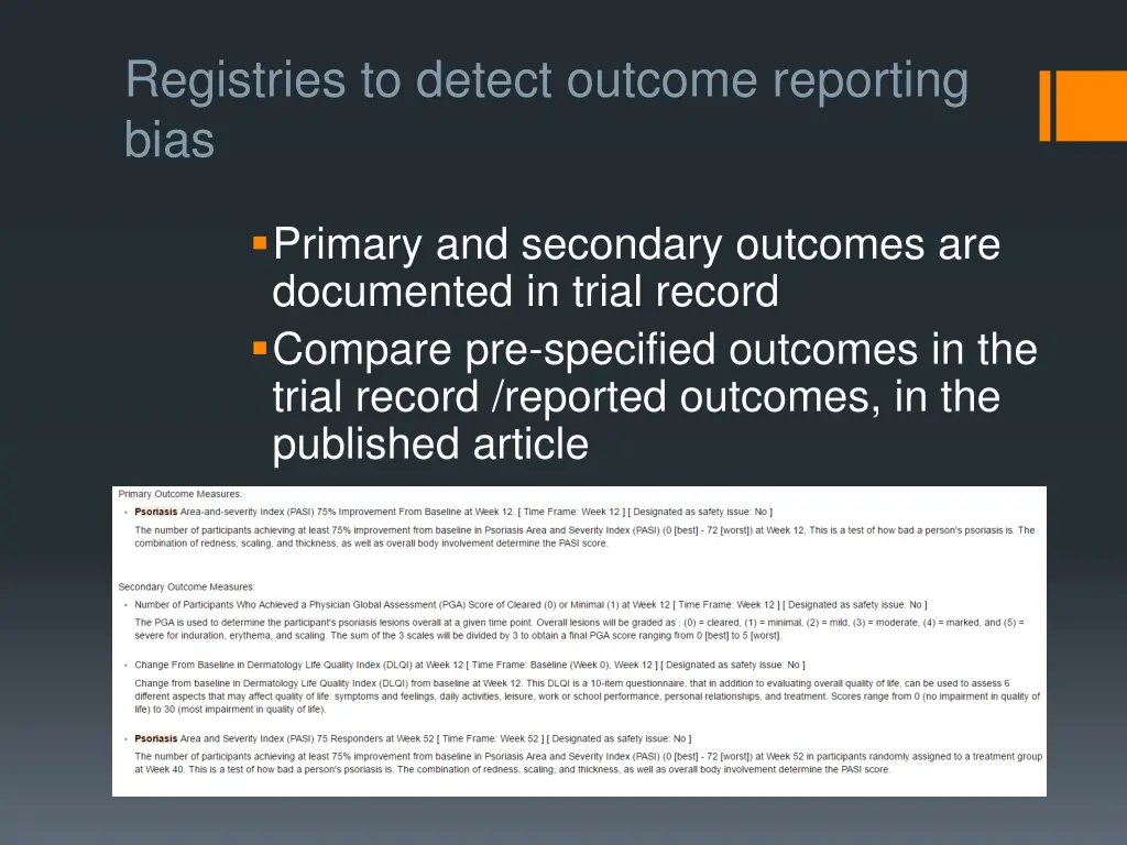 registries to detect outcome reporting bias