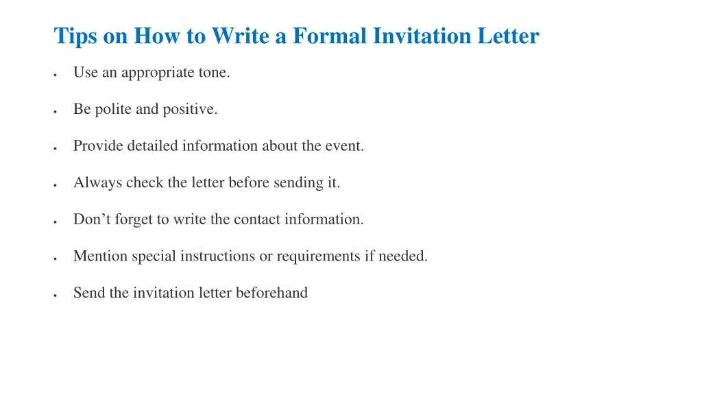 tips on how to write a formal invitation letter