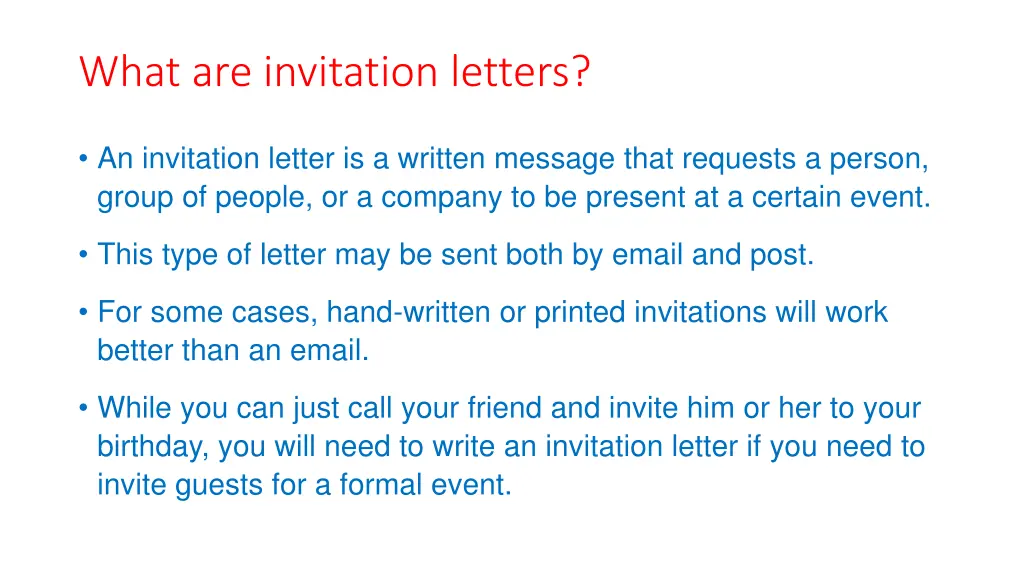 what are invitation letters