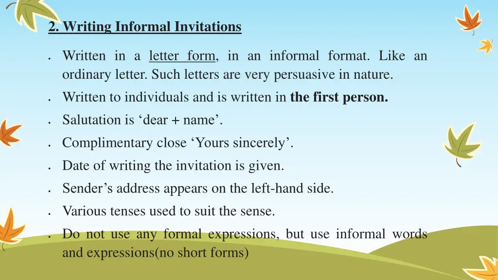 2 writing informal invitations