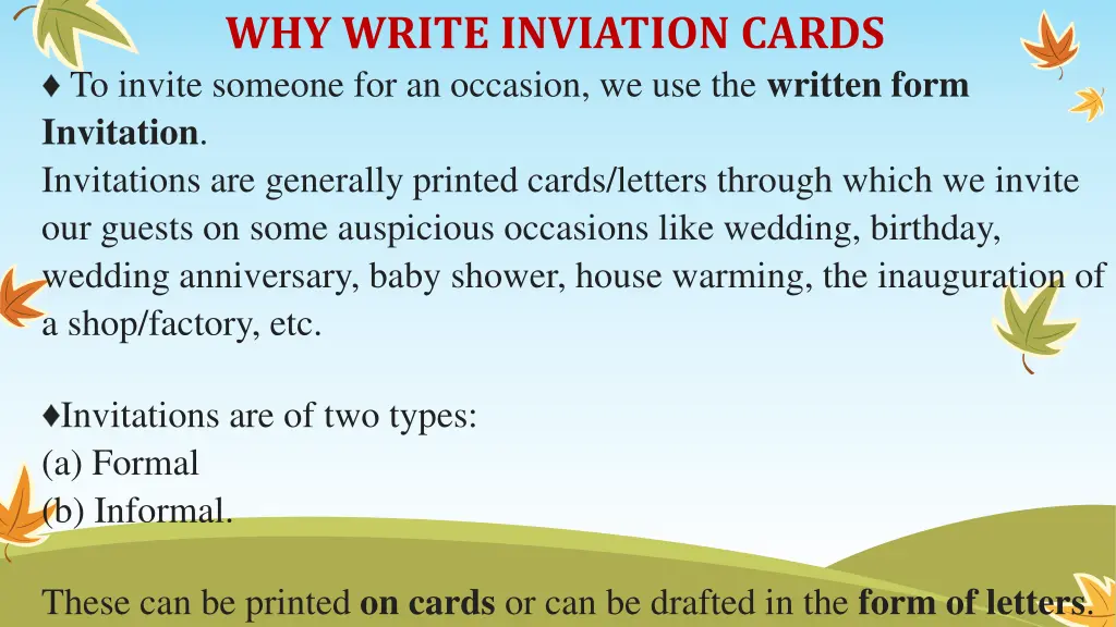 why write inviation cards to invite someone