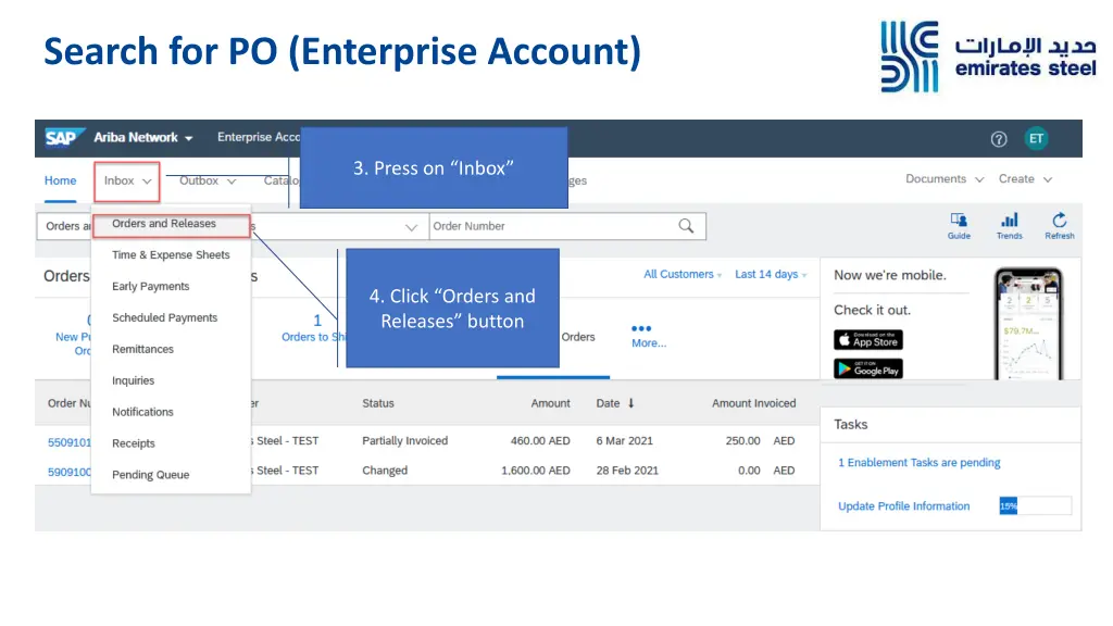 search for po enterprise account