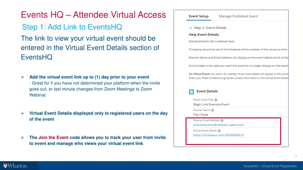 events hq attendee virtual access step 1 add link