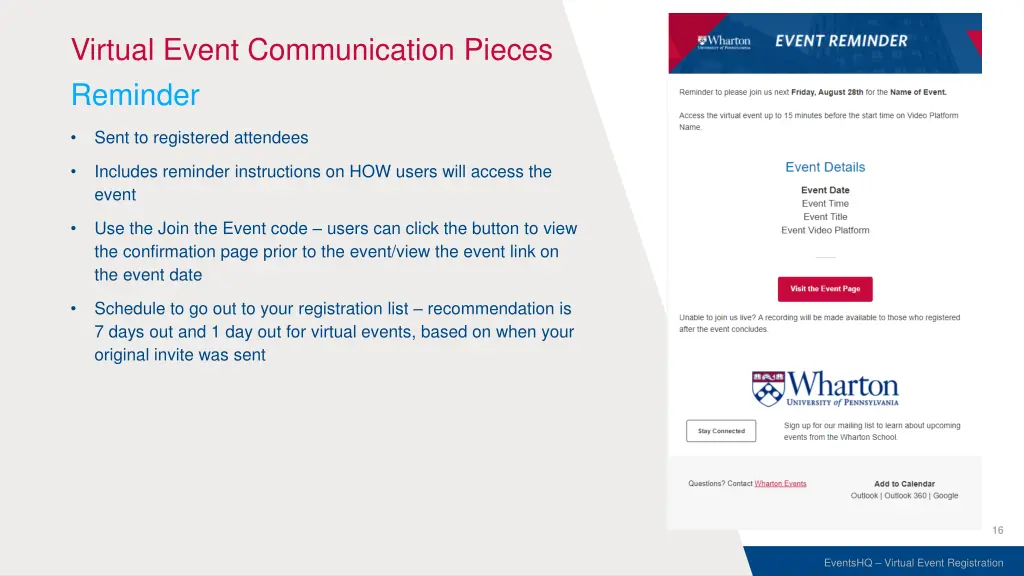 virtual event communication pieces reminder