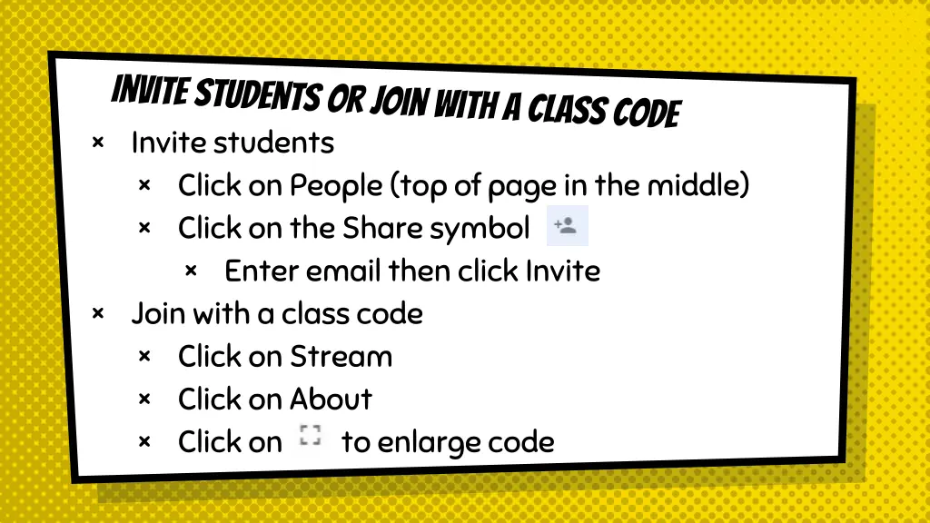 invite students click on people top of page