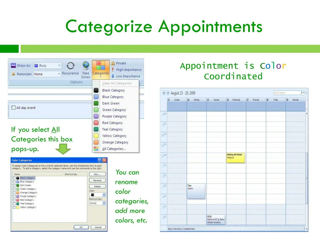 categorize appointments