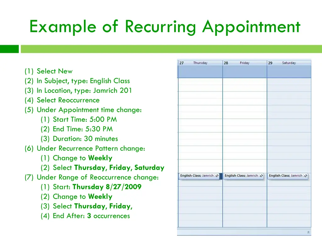 example of recurring appointment