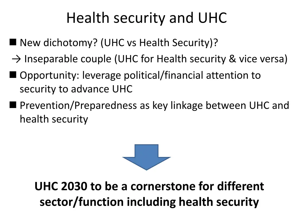 health security and uhc