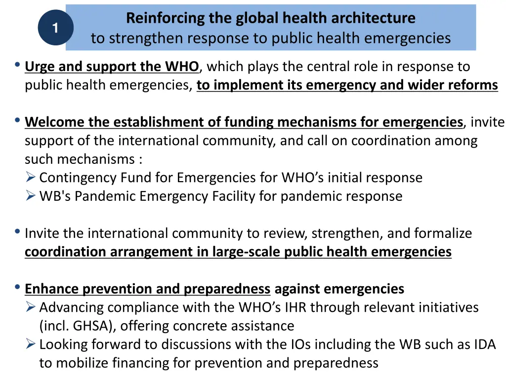 reinforcing the global health architecture