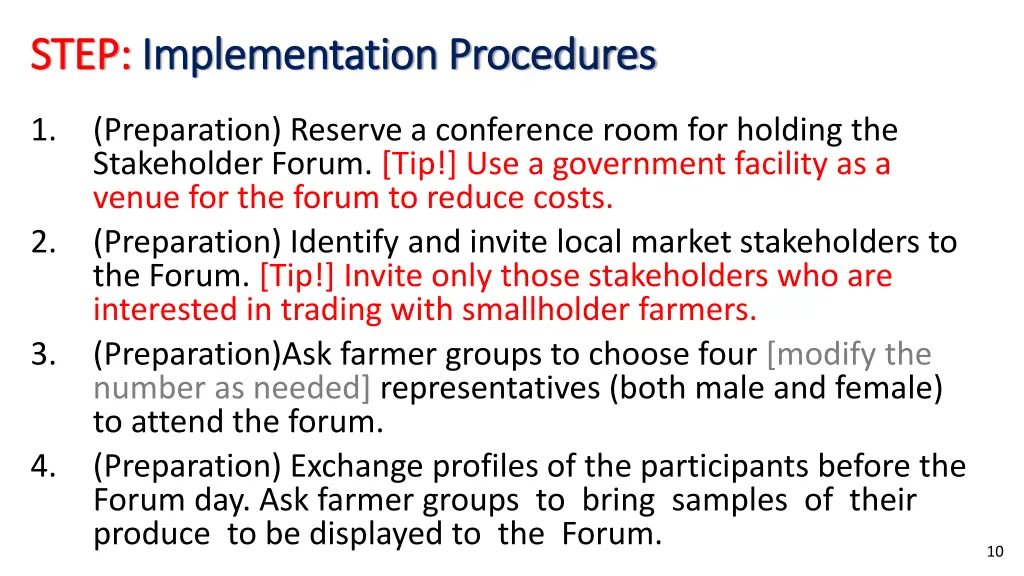 step step implementation procedures