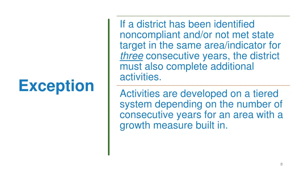 if a district has been identified noncompliant