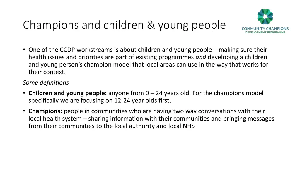 champions and children young people