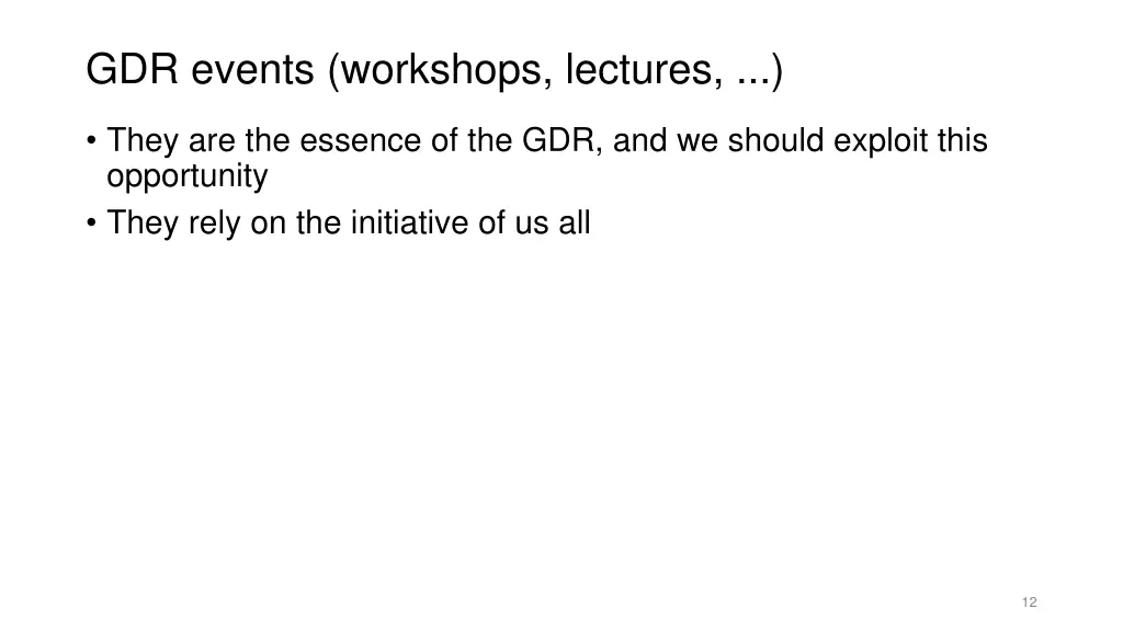 gdr events workshops lectures