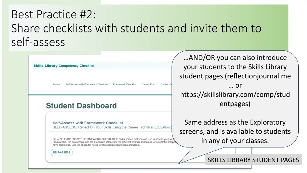 best practice 2 share checklists with students 1