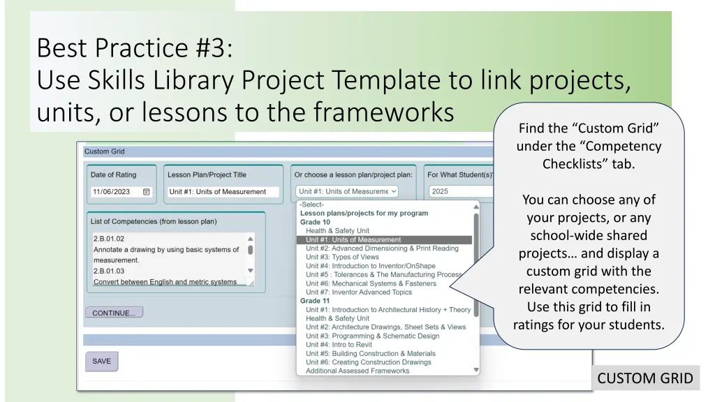 best practice 3 use skills library project 1