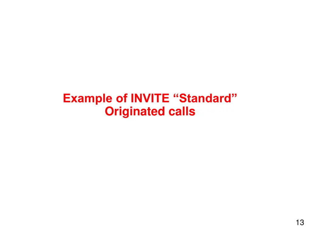 example of invite standard originated calls