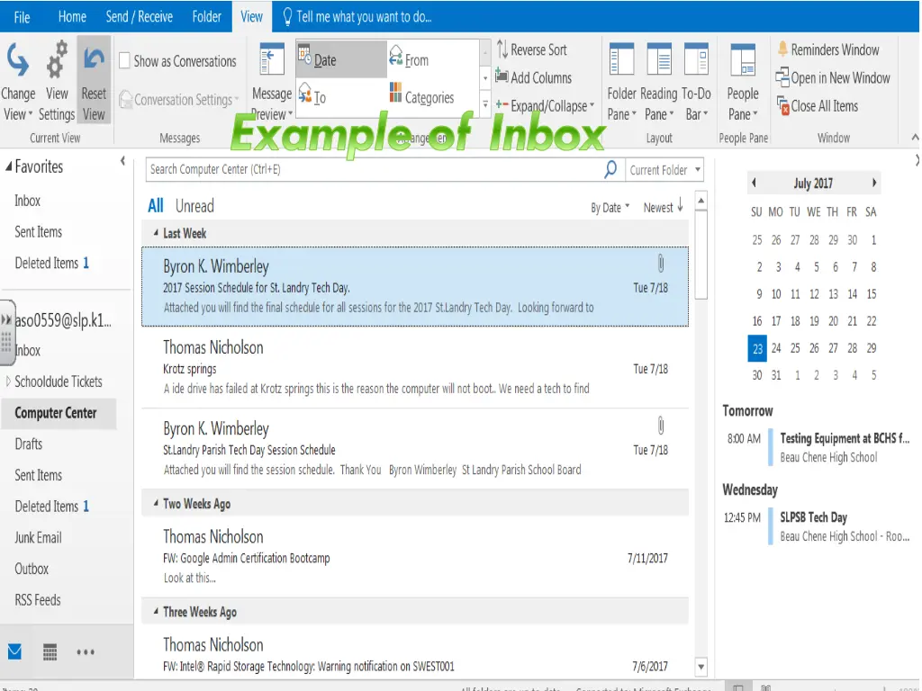 example of inbox