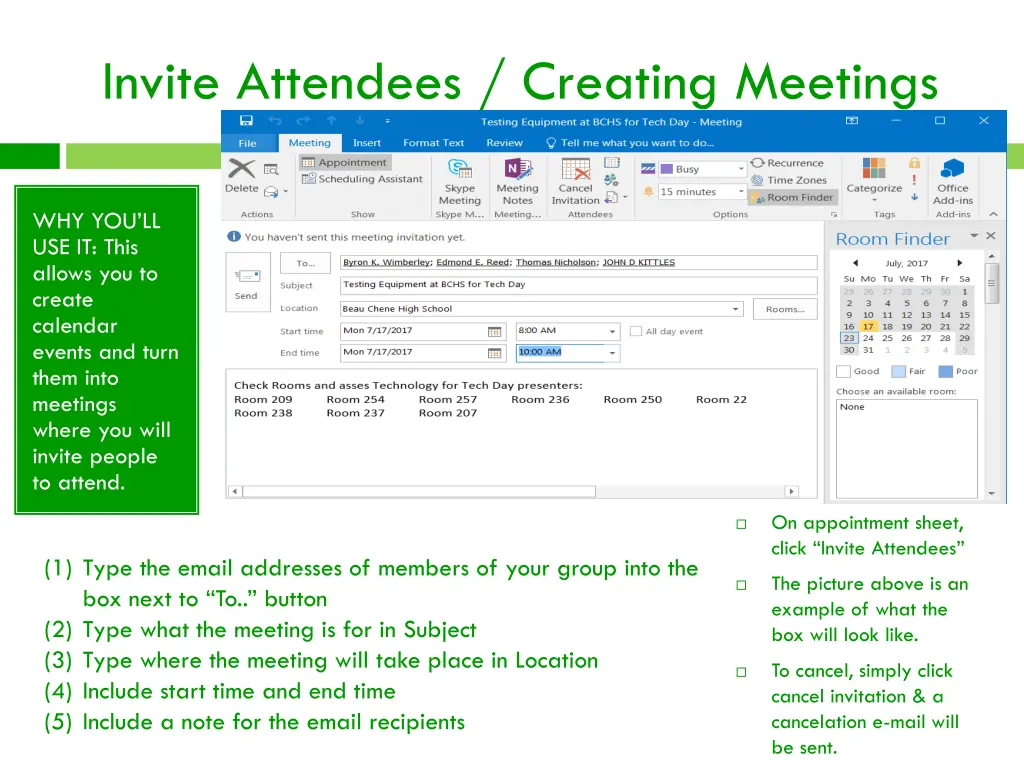 invite attendees creating meetings