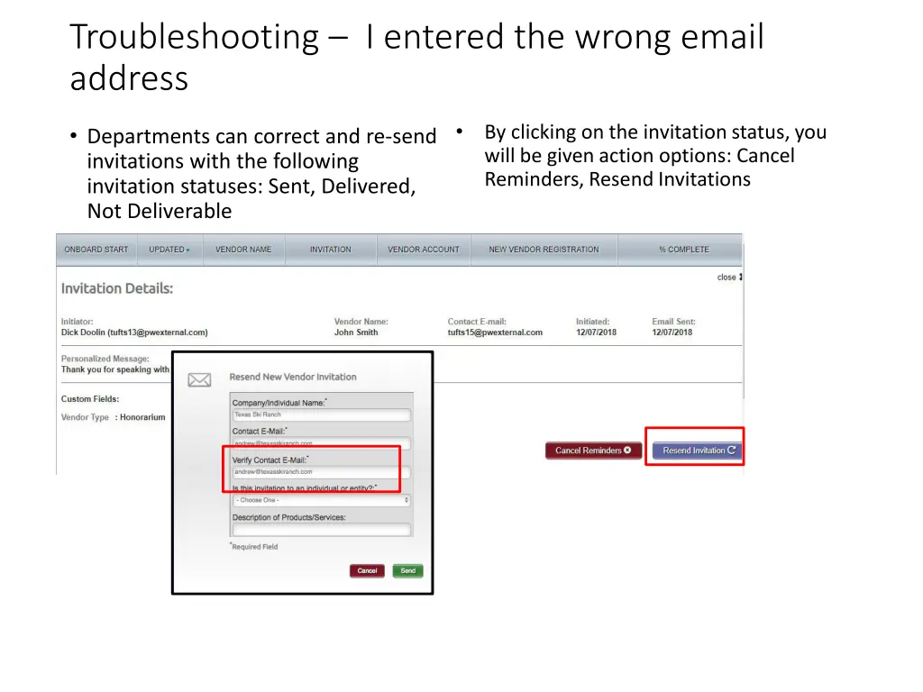 troubleshooting i entered the wrong email address