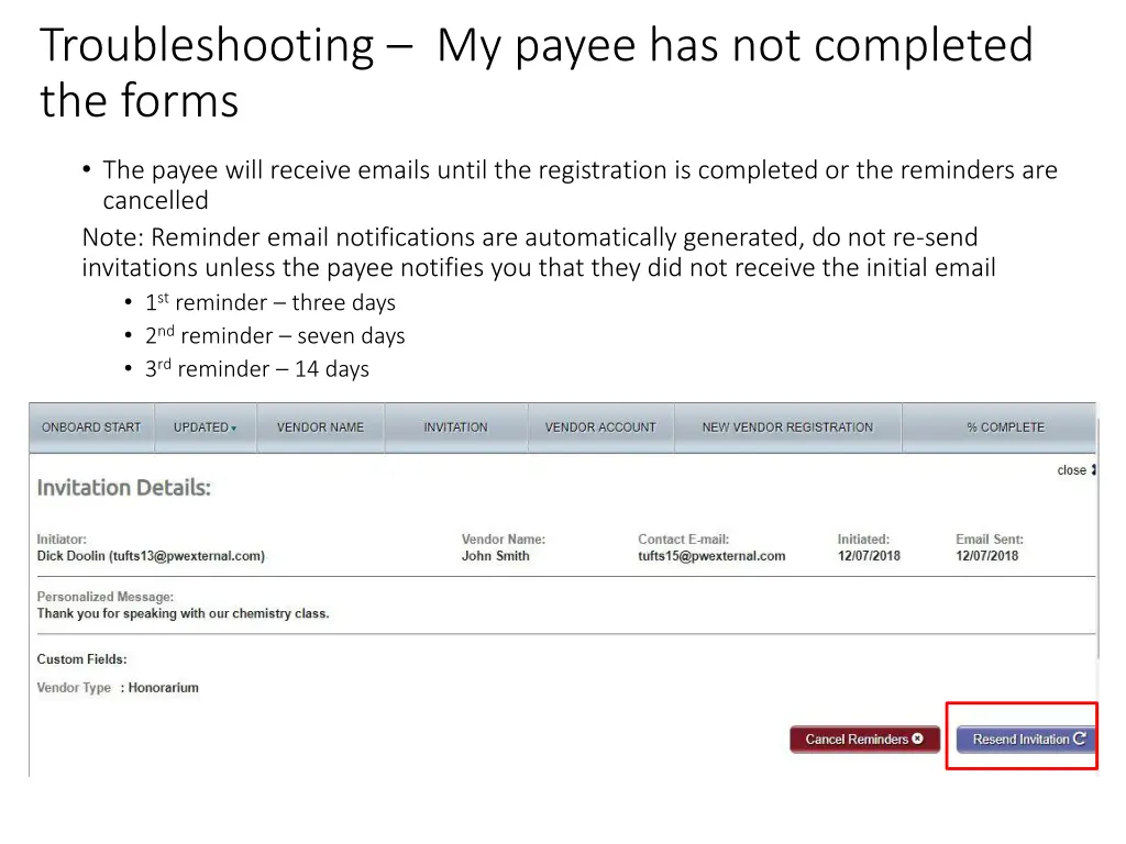 troubleshooting my payee has not completed