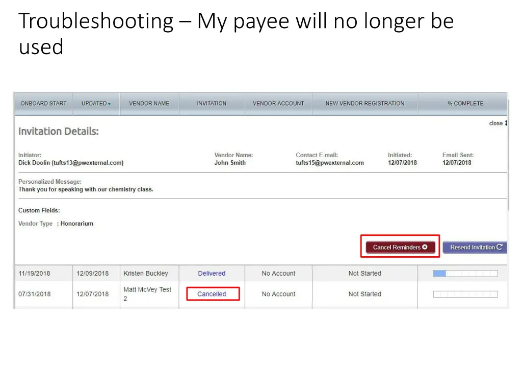 troubleshooting my payee will no longer be used