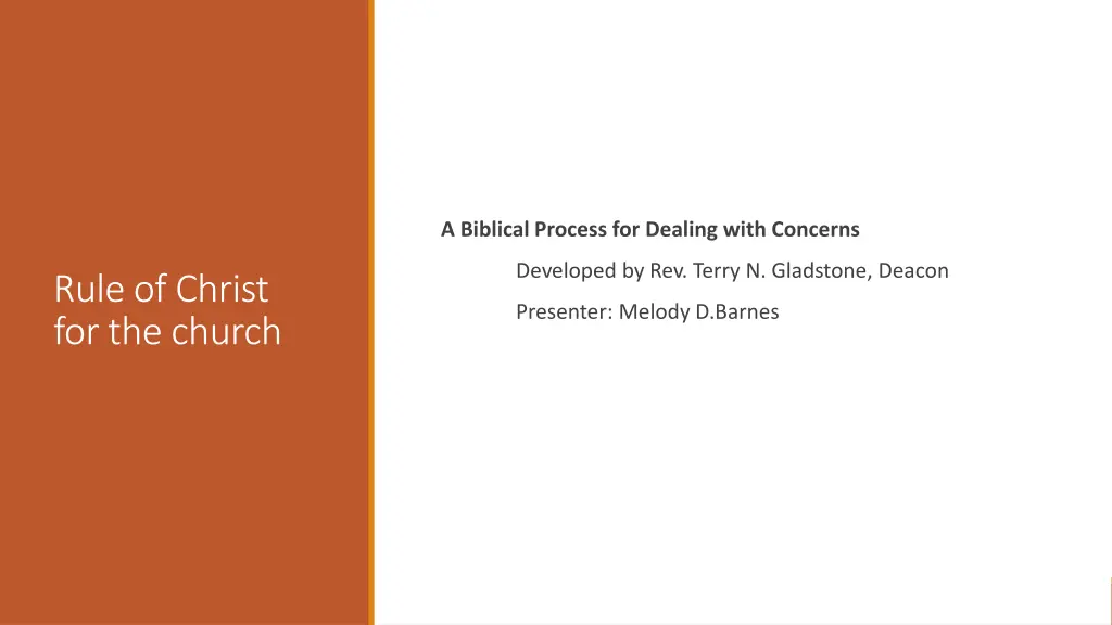 a biblical process for dealing with concerns