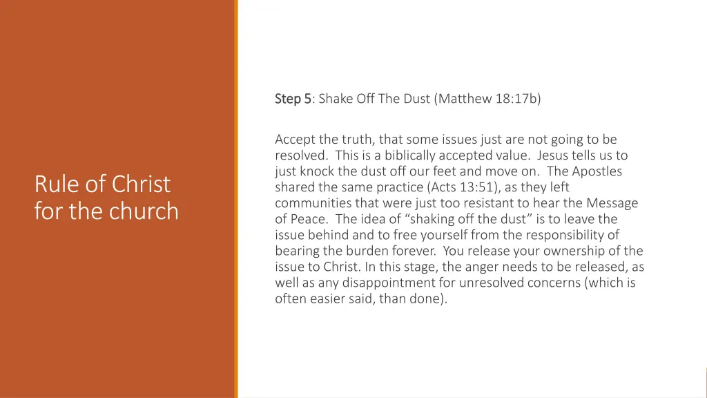 step 5 step 5 shake off the dust matthew 18 17b