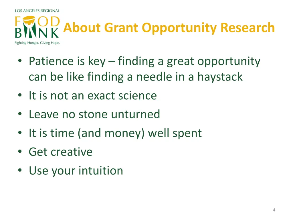 about grant opportunity research