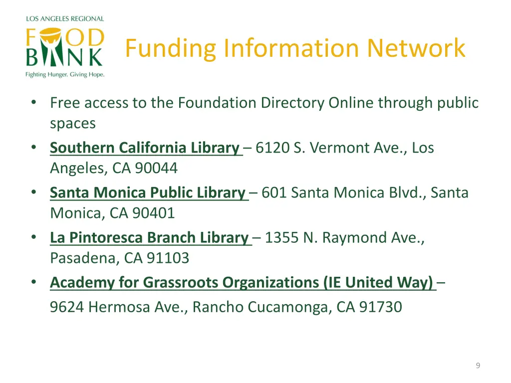 funding information network