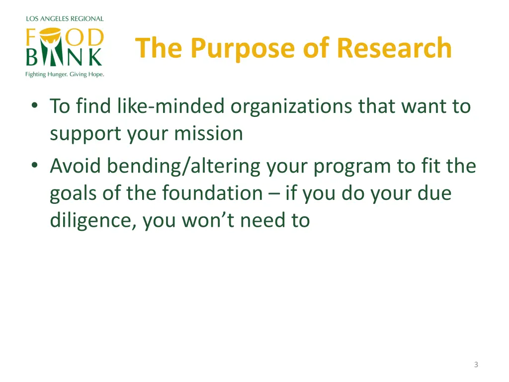 the purpose of research