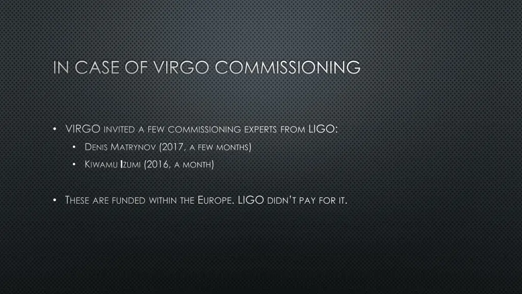 in case of virgo commissioning