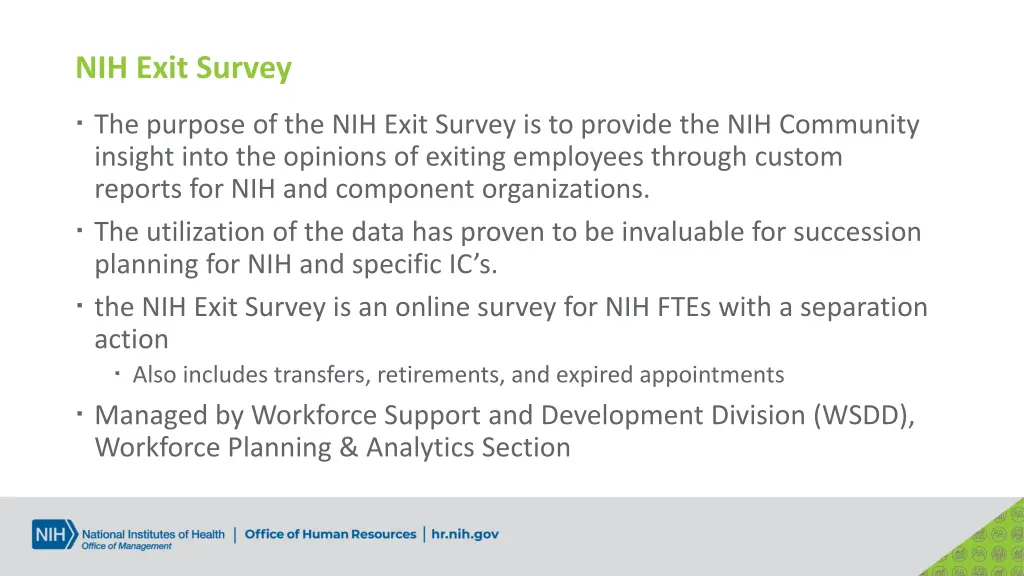 nih exit survey