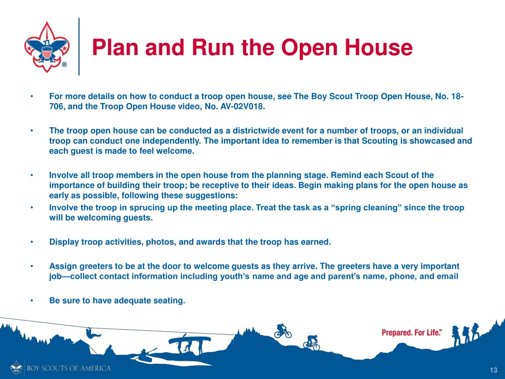 plan and run the open house