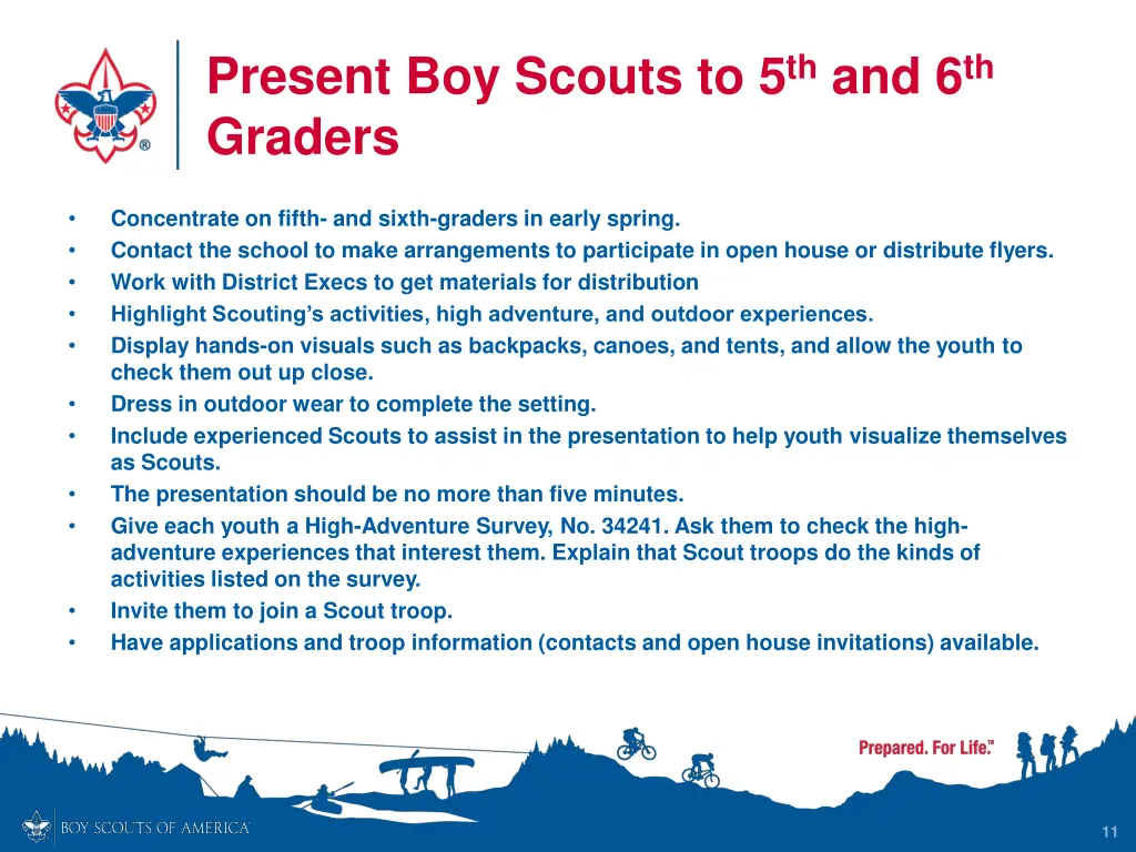 present boy scouts to 5 th and 6 th graders