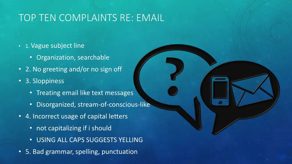 top ten complaints re email