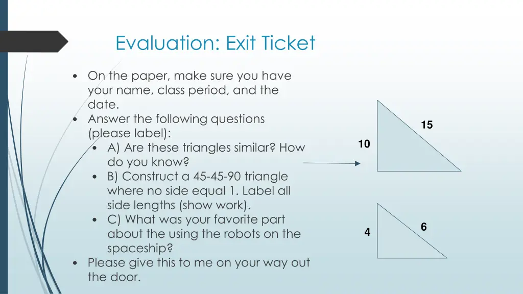 evaluation exit ticket