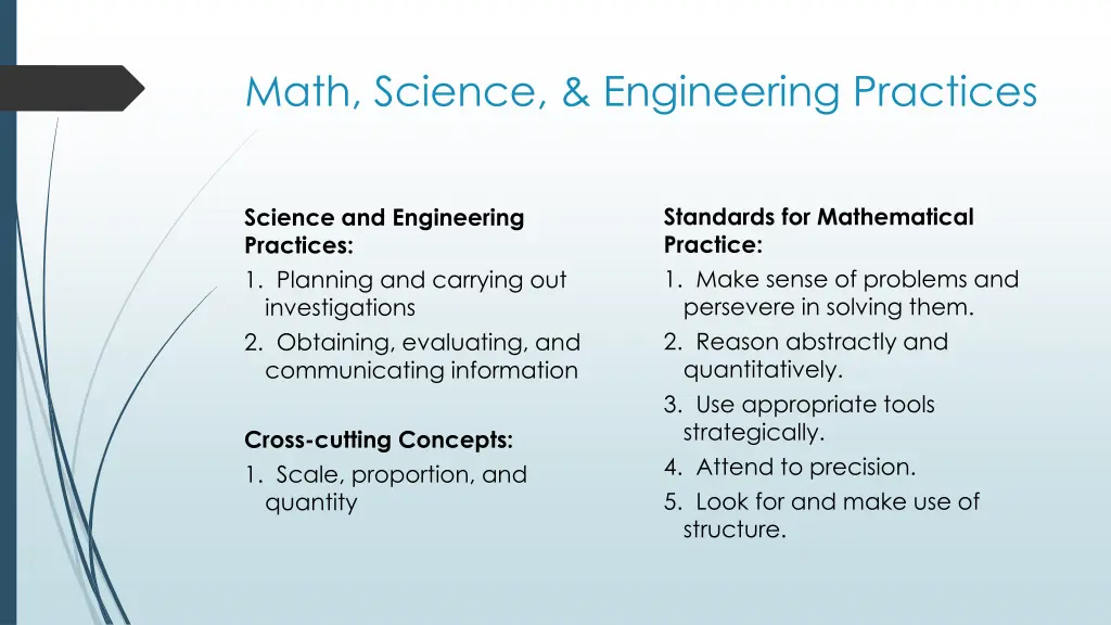 math science engineering practices