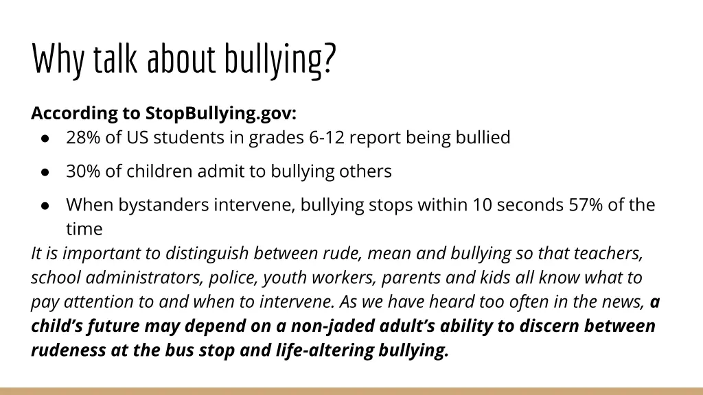 why talk about bullying