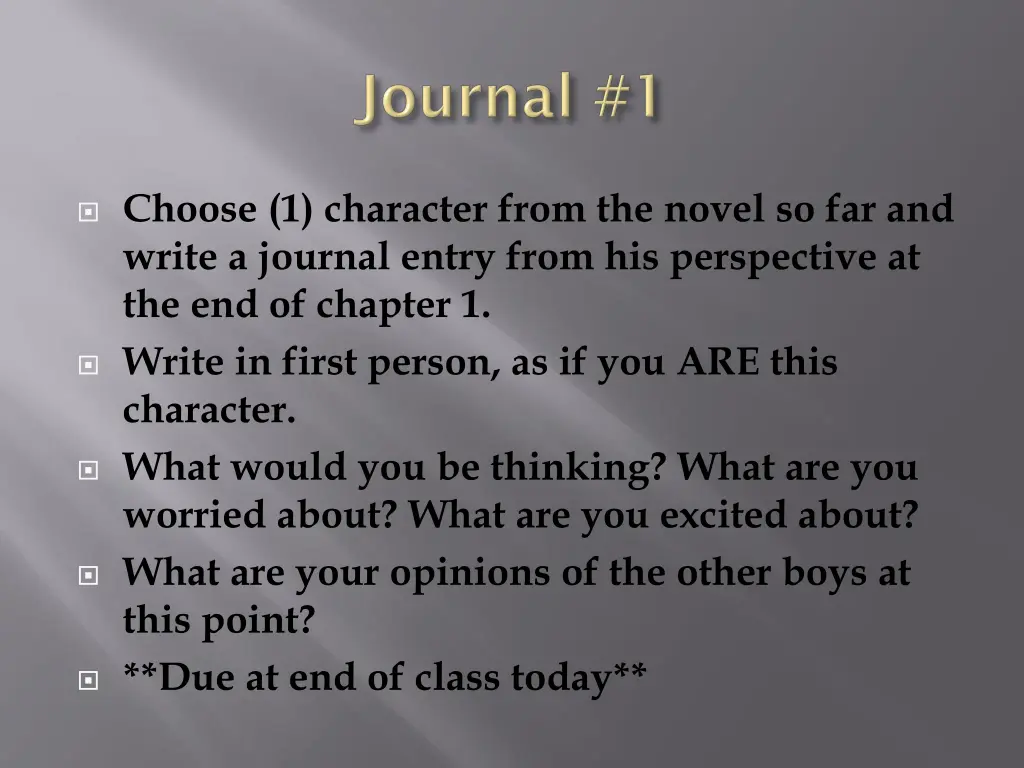 choose 1 character from the novel