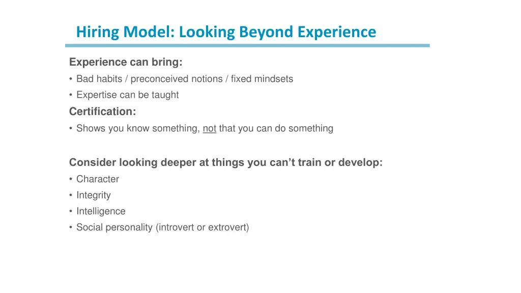 hiring model looking beyond experience